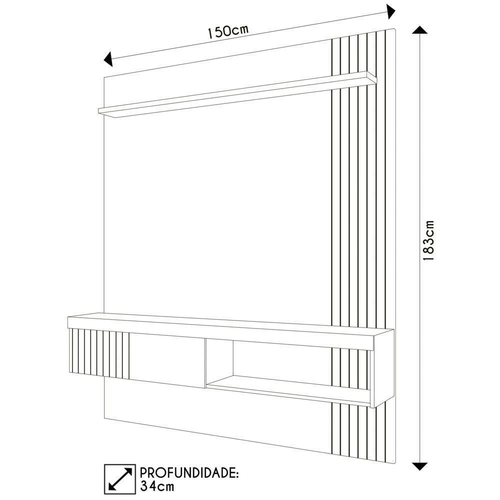 Painel Para Tv 65 Pol Com Bancada Suspensa 150cm Jade Freijó/off White - Caemmun - 4