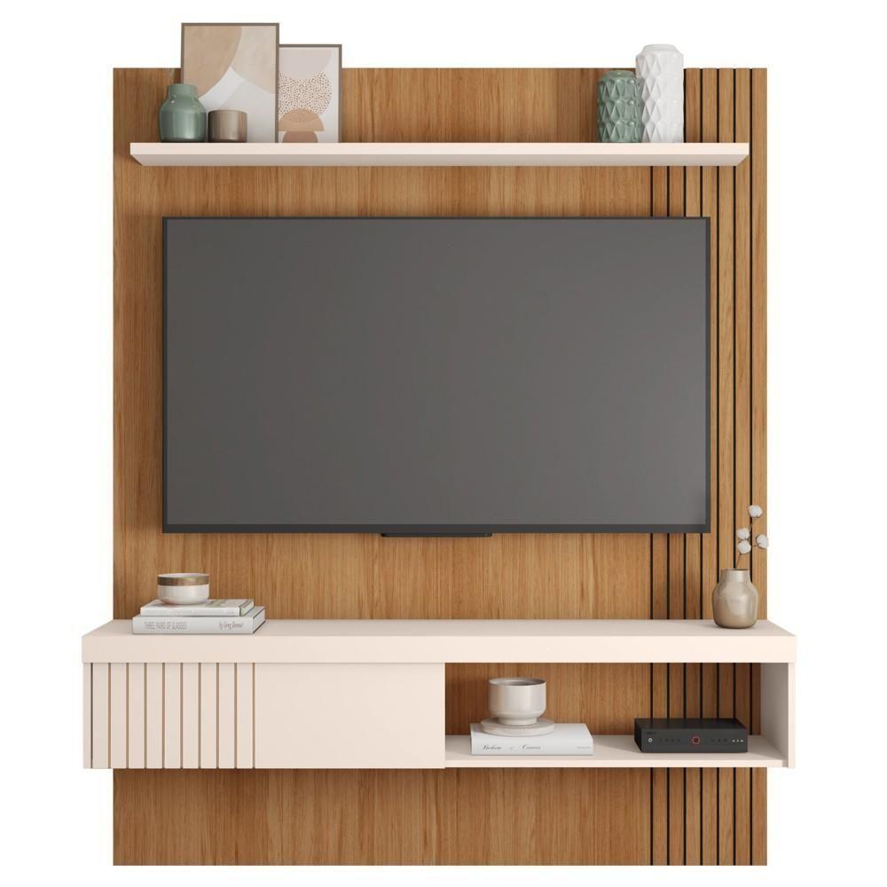 Painel Para Tv 65 Pol Com Bancada Suspensa 150cm Jade Freijó/off White - Caemmun - 6