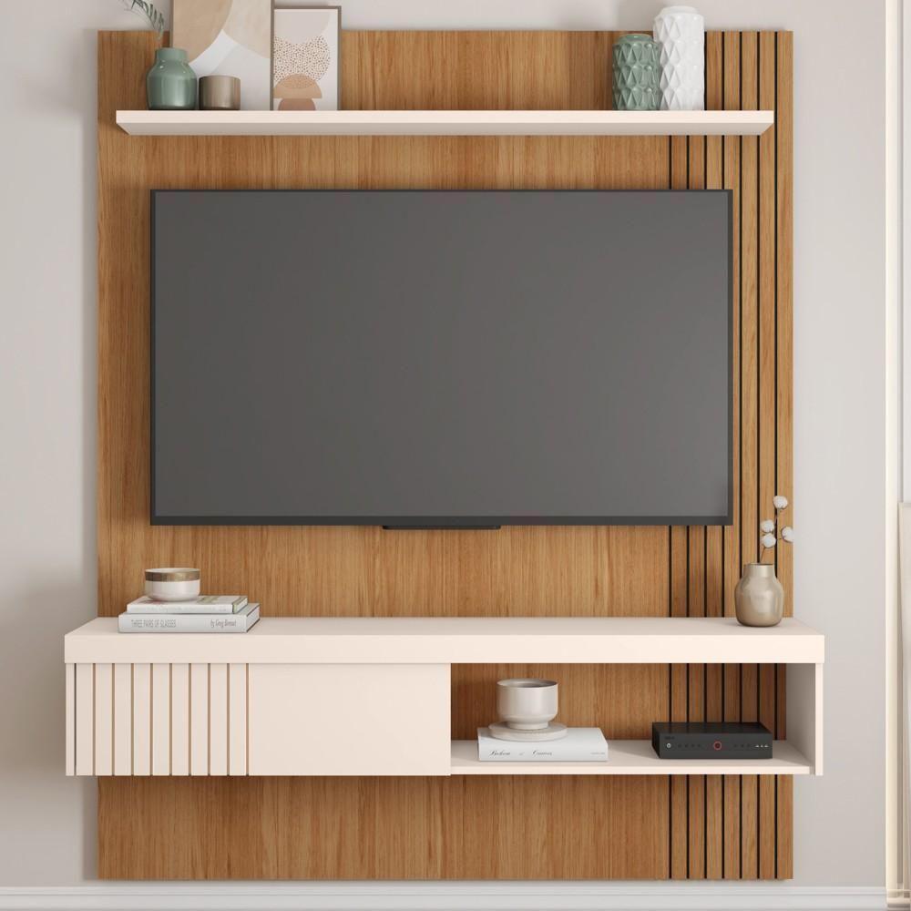 Painel Para Tv 65 Pol Com Bancada Suspensa 150cm Jade Freijó/off White - Caemmun - 7