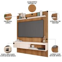 Painel Para Tv 65 Pol Com Bancada Suspensa 150cm Jade Freijó/off White - Caemmun - 3