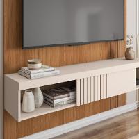 Painel Para Tv 65 Pol Com Bancada Suspensa 150cm Jade Freijó/off White - Caemmun - 5