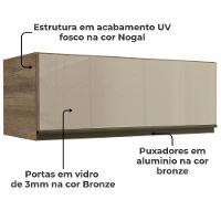 Armario Aereo Basculante 1p Vidro 80 Cm Maxxi G770 Kappesberg Nogal - 2