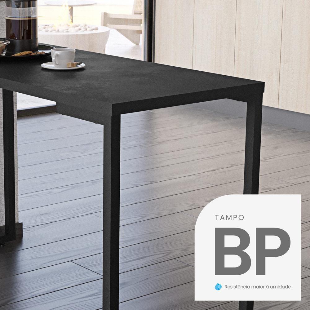 Mesa De Cozinha Bistrô Porto Preto 120cm Com 4 Banquetas Industriais Maviê Preto/branco - Mpozenato - 10