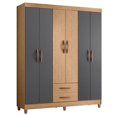 Guarda Roupa Solteiro 154cm 6 Portas Dony A02 Freijó/titanium - Mpozenato