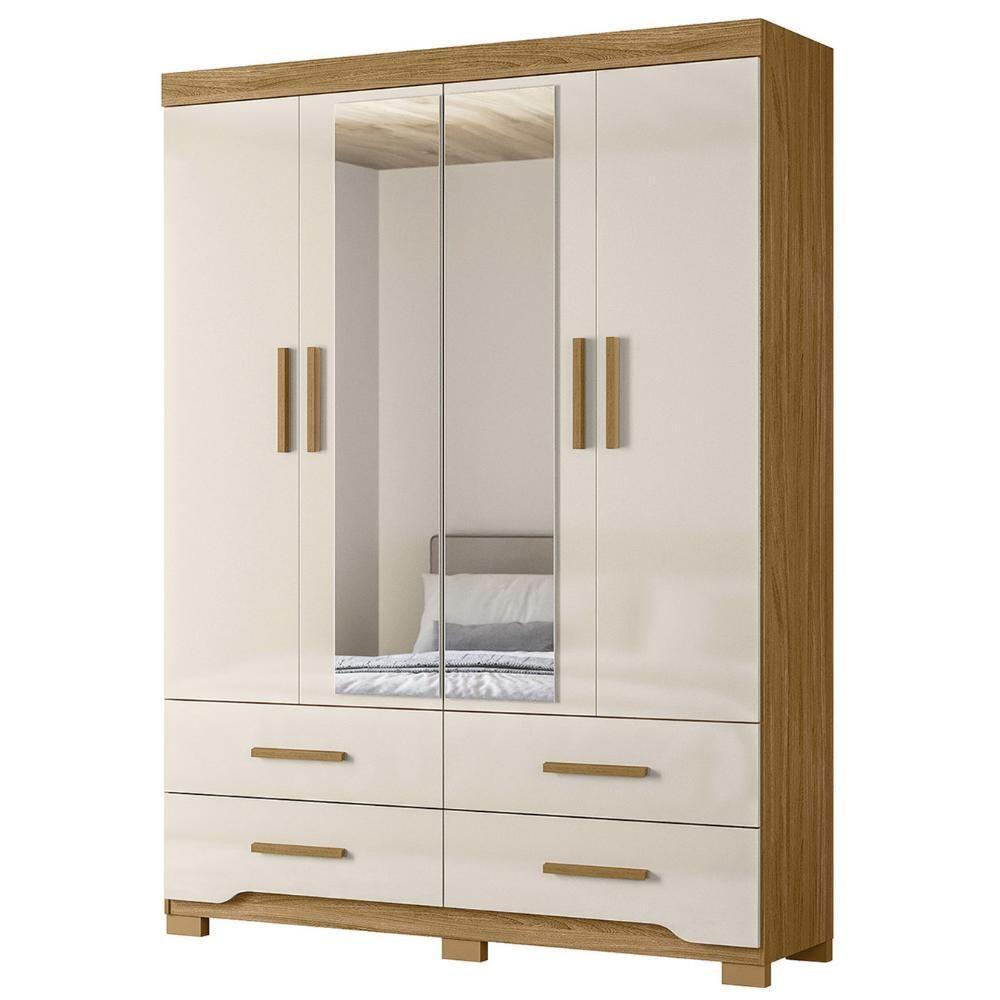 Guarda Roupa Casal 160cm Com Espelho Cancum Freijó/off Z17 - Mpozenato - 1