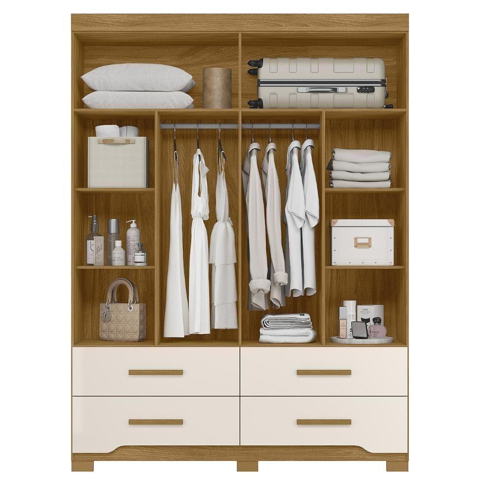 Guarda Roupa Casal 160cm Com Espelho Cancum Freijó/off Z17 - Mpozenato - 5