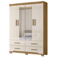 Guarda Roupa Casal 160cm Com Espelho Cancum Freijó/off Z17 - Mpozenato - 1