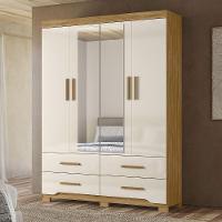 Guarda Roupa Casal 160cm Com Espelho Cancum Freijó/off Z17 - Mpozenato - 2
