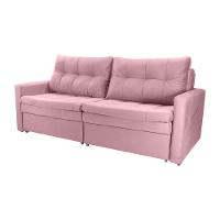Sofá Cama Reclinável 2 Lugares 220cm Nayla Veludo Turkey Rosa Matrix Veludo Turkey Rosa - 1