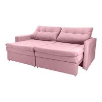 Sofá Cama Reclinável 2 Lugares 220cm Nayla Veludo Turkey Rosa Matrix Veludo Turkey Rosa - 2