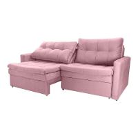 Sofá Cama Reclinável 2 Lugares 220cm Nayla Veludo Turkey Rosa Matrix Veludo Turkey Rosa - 3