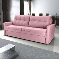 Sofá Cama Reclinável 2 Lugares 220cm Nayla Veludo Turkey Rosa Matrix Veludo Turkey Rosa - 6