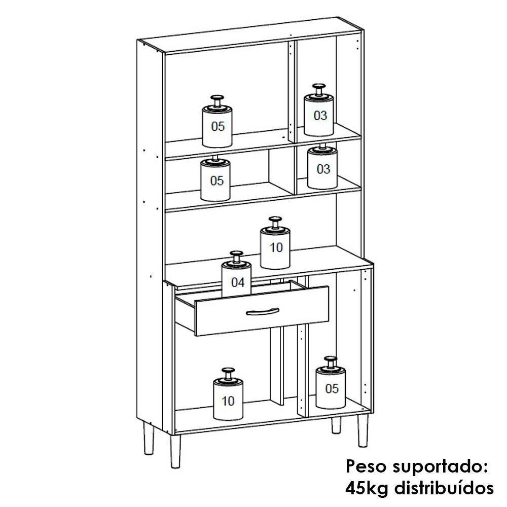 Kit Cozinha 6 portas 1 gavetas 91 Cm Golden Ktp Freijo Supremo - 4
