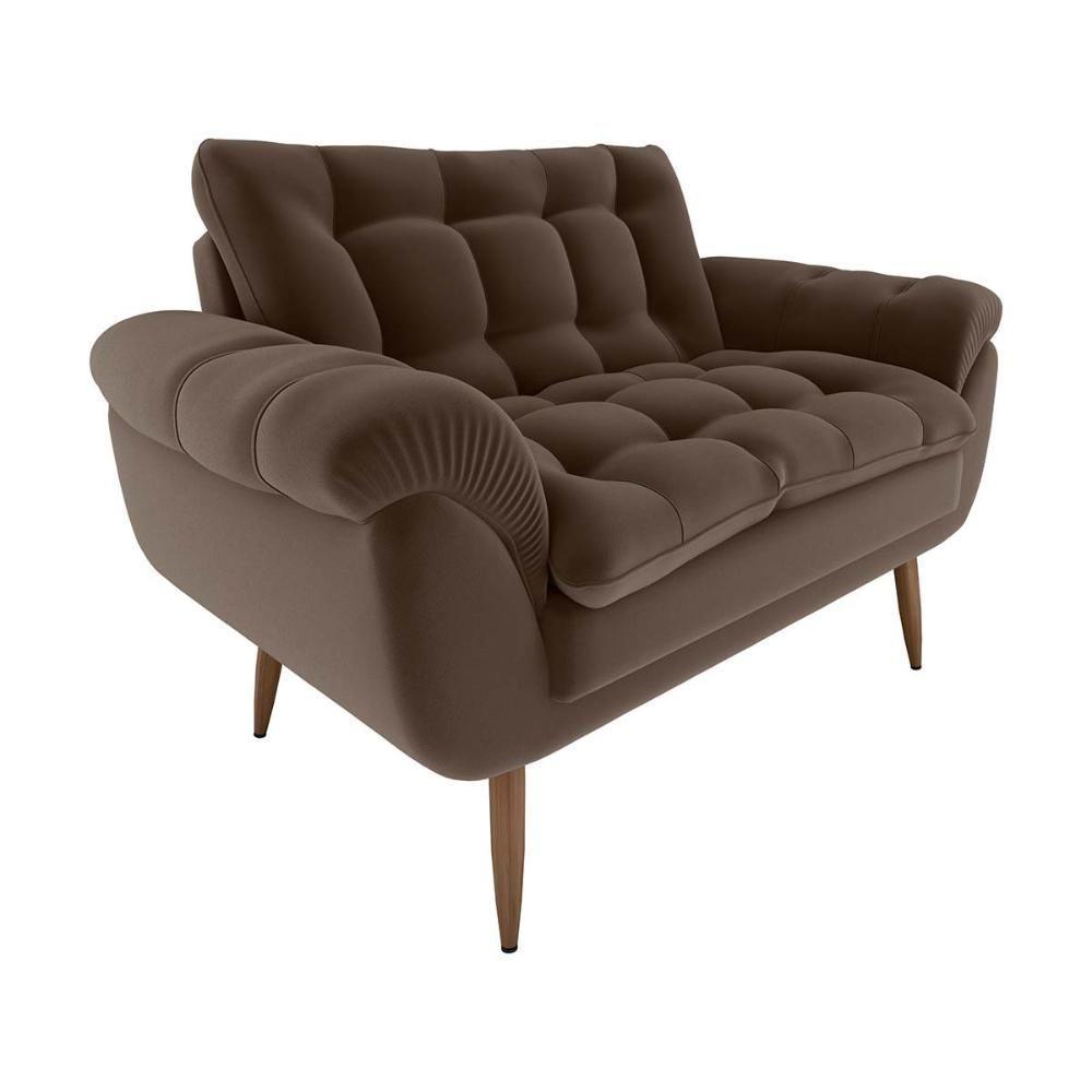 Sofá 2 Lugares Pequeno 1,25 Pés Em Madeira Maciça Xangai Veludo Marrom Matrix Veludo Marrom - 2