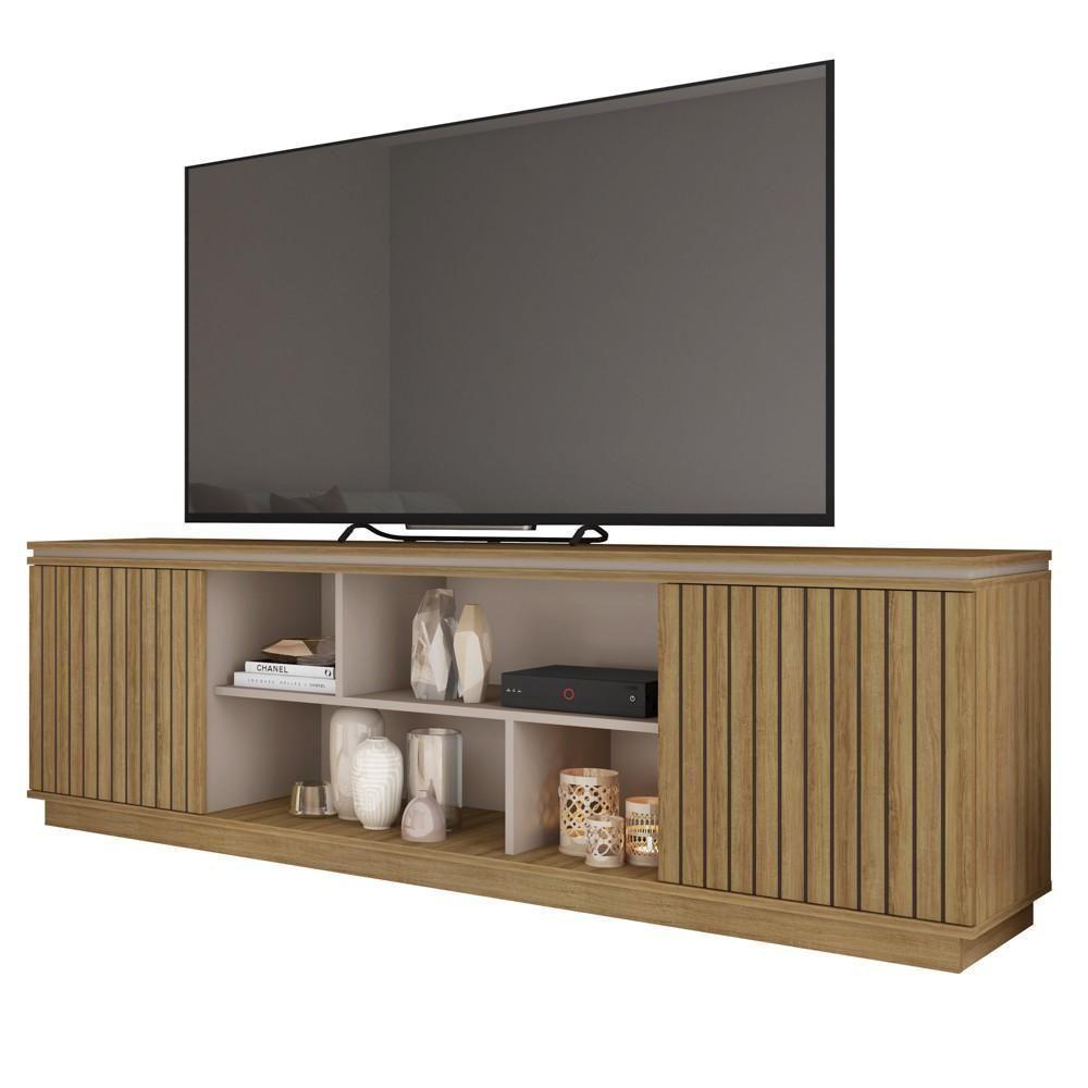 Rack Para Sala Bancada De Tv 75 Pol 180cm Simetria Mel/cacao - Caemmun - 1