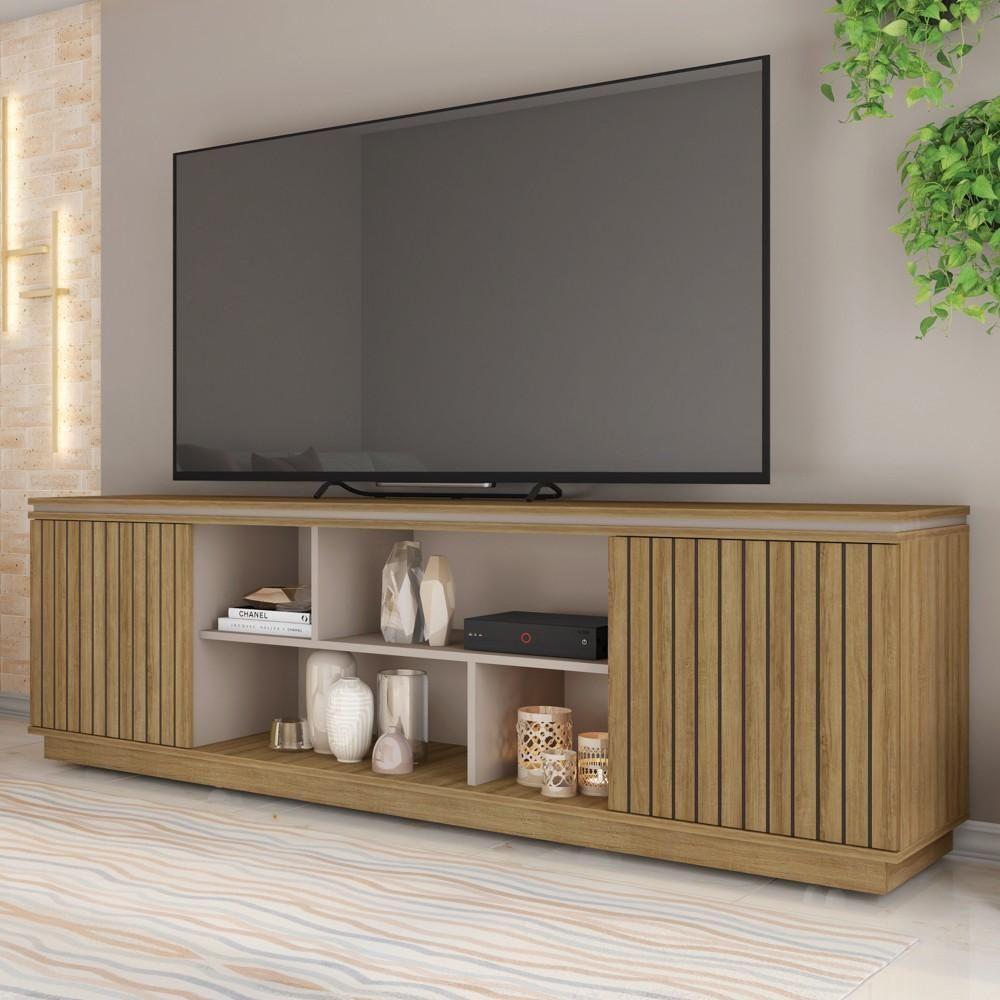 Rack Para Sala Bancada De Tv 75 Pol 180cm Simetria Mel/cacao - Caemmun - 2