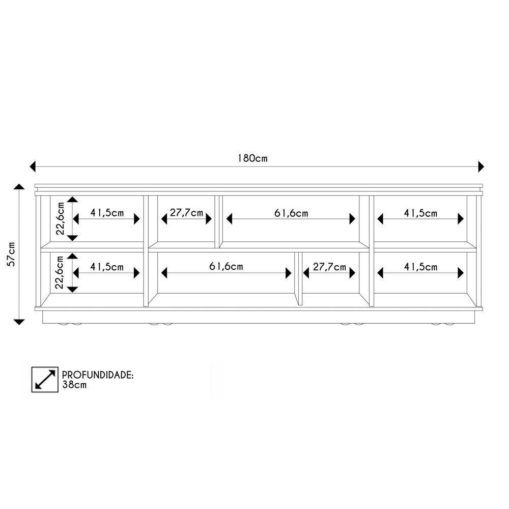 Rack Para Sala Bancada De Tv 75 Pol 180cm Simetria Mel/cacao - Caemmun - 4