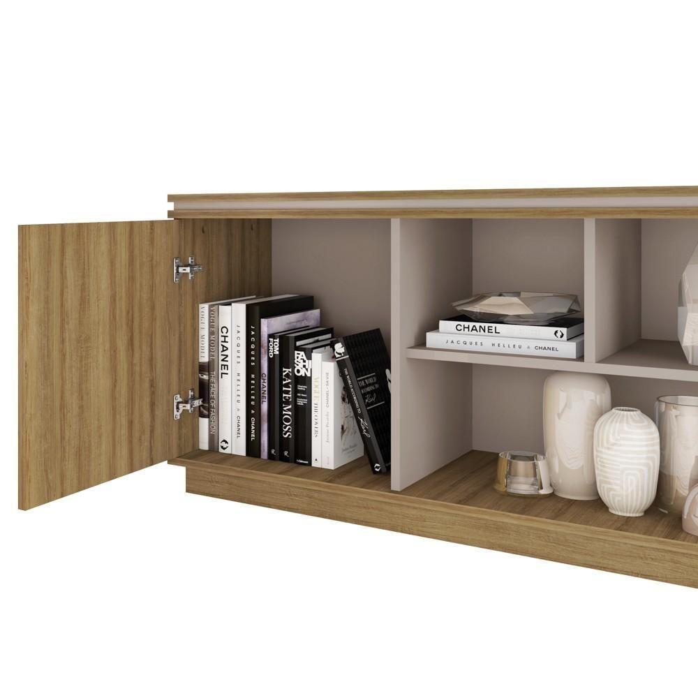 Rack Para Sala Bancada De Tv 75 Pol 180cm Simetria Mel/cacao - Caemmun - 5