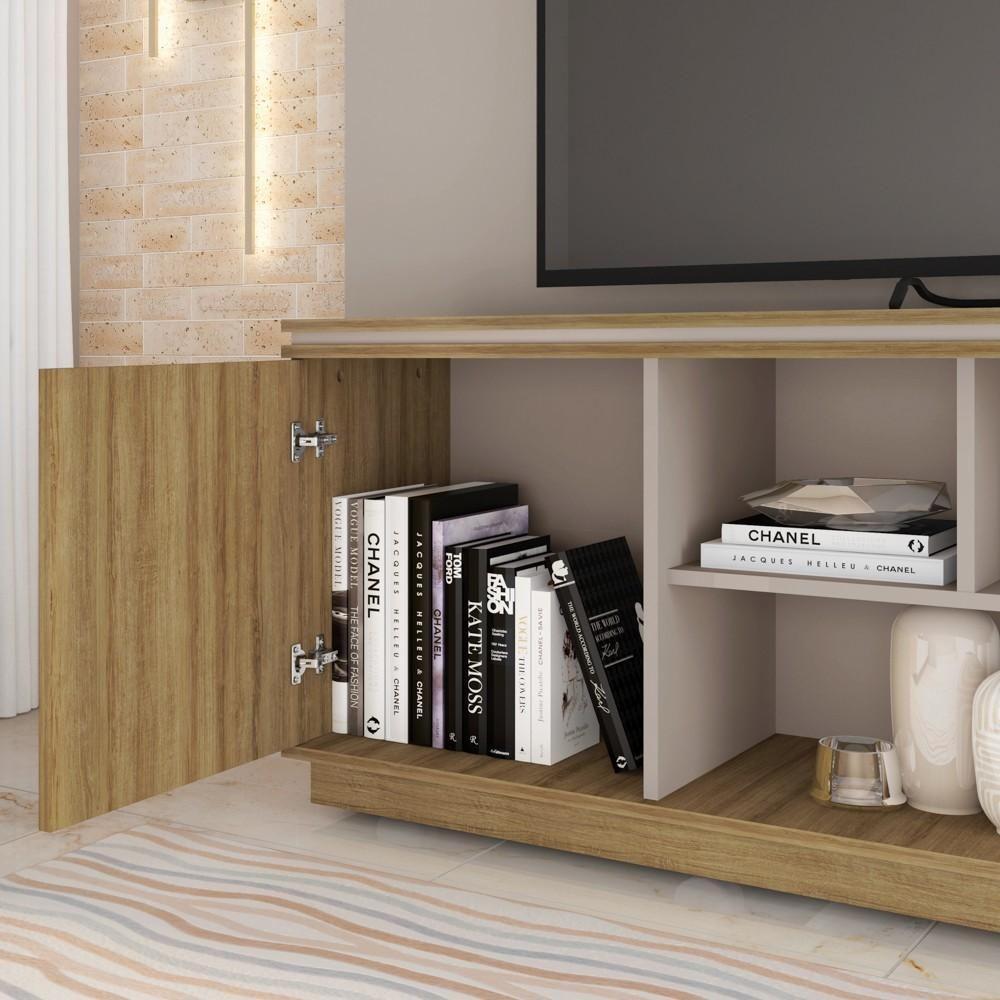 Rack Para Sala Bancada De Tv 75 Pol 180cm Simetria Mel/cacao - Caemmun - 7