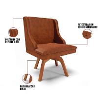 Kit 6 Cadeiras Estofadas Base Giratória De Madeira Lia Sintético Premium Nozes - Ibiza - 3