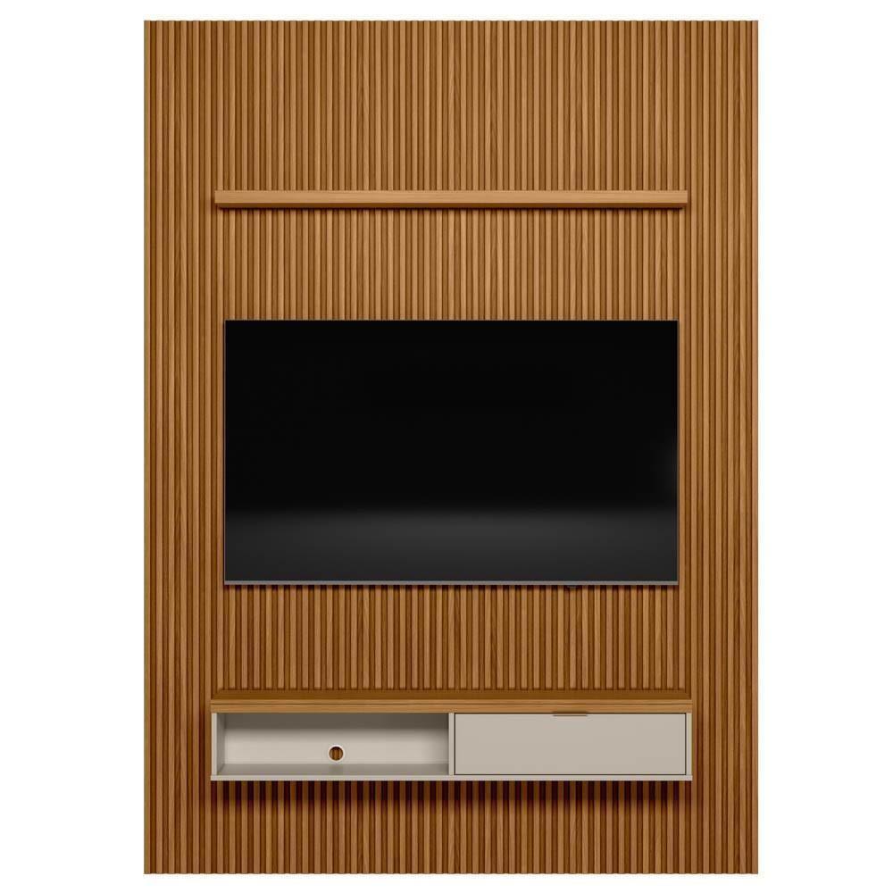 Painel Ripado Para Tv 75 Pol. Com Bancada 180cm Prime Plus L06 Nature/off White - Mpozenato - 1