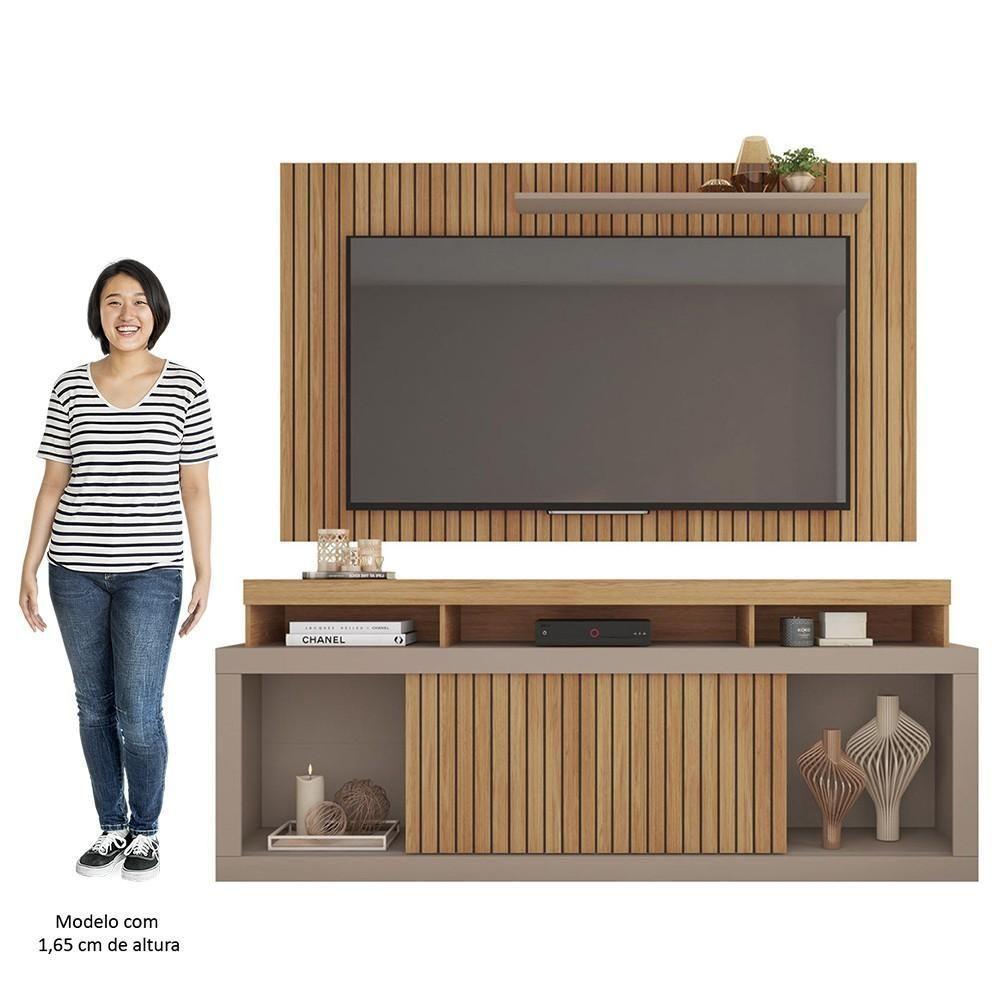 Rack Bancada Com Painel Para Tv 65 Pol. Ripado Krome C01 Buriti/fendi - Mpozenato - 5
