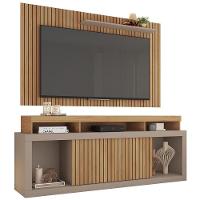 Rack Bancada Com Painel Para Tv 65 Pol. Ripado Krome C01 Buriti/fendi - Mpozenato - 1