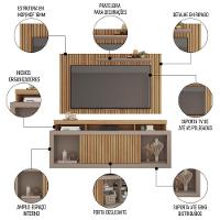 Rack Bancada Com Painel Para Tv 65 Pol. Ripado Krome C01 Buriti/fendi - Mpozenato - 3