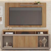 Rack Bancada Com Painel Para Tv 65 Pol. Ripado Krome C01 Buriti/fendi - Mpozenato - 6