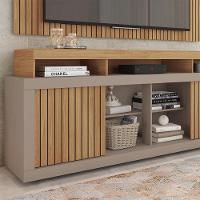 Rack Bancada Com Painel Para Tv 65 Pol. Ripado Krome C01 Buriti/fendi - Mpozenato - 8