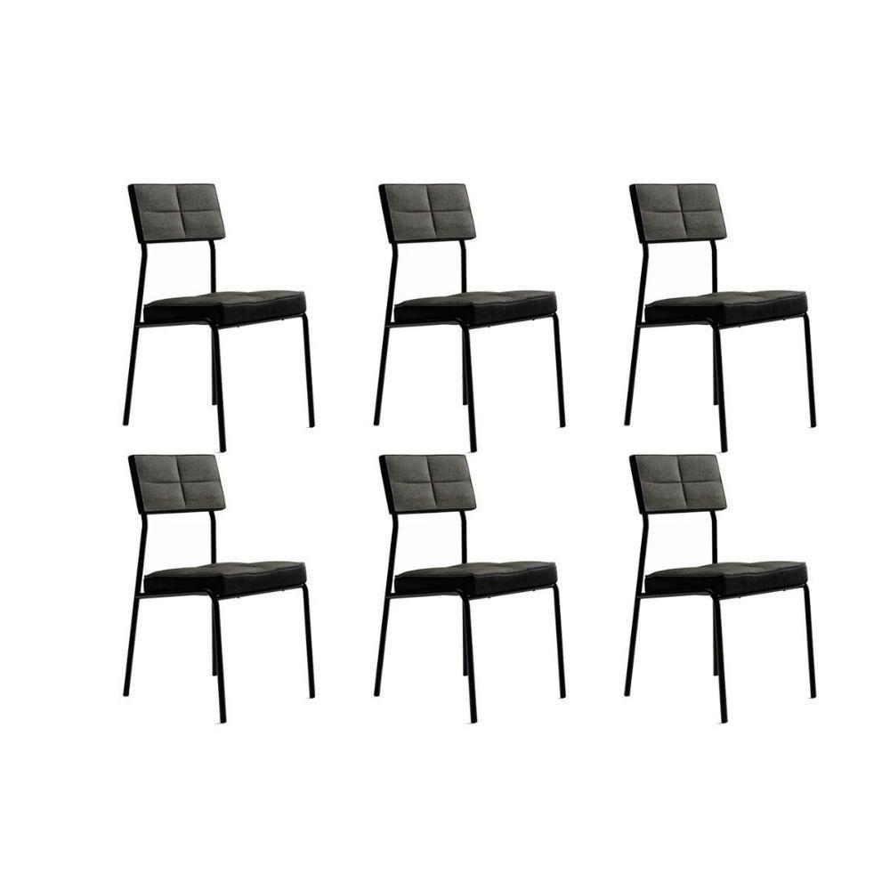 Kit 6 Cadeiras De Cozinha Neo 1740 6 Uni Preto Grafite Preto - 1