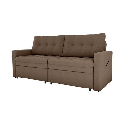 Sofá Cama Reclinável 2 Lugares 220cm Nayla Boucle Marrom Matrix Boucle Marrom