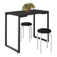 Mesa De Cozinha Bistrô Porto Preto 90cm Com 2 Banquetas Industriais Maviê Preto/branco - Mpozenato - 1