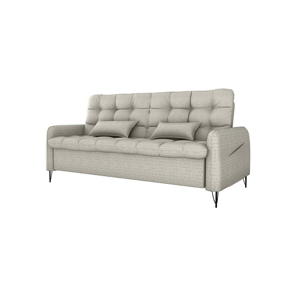 Sofá Cama Reclinável Com Almofadas 3 Lugares 200cm Pillar Linho Cinza Matrix Linho Cinza - 1