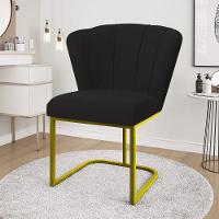 Kit 4 Cadeiras Jantar Flor Mesa Cozinha Reforçada Base Metal Dourada Preto - 2