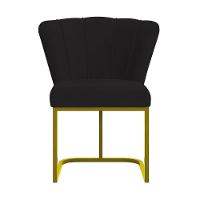 Kit 4 Cadeiras Jantar Flor Mesa Cozinha Reforçada Base Metal Dourada Preto - 5