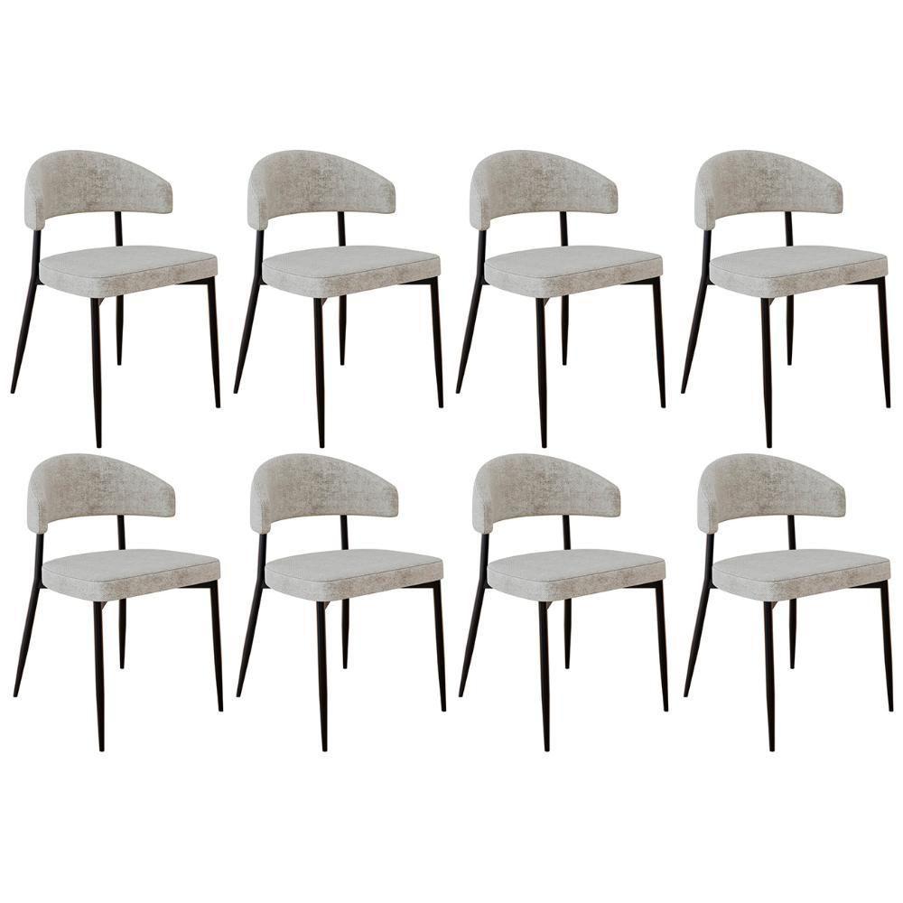 Cadeira De Jantar Estofada Kit 8 Chloe M25 Linho Lautrec Off - Mpozenato - 1