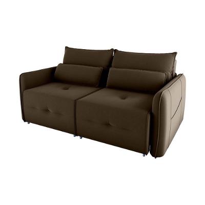 Sofá Cama 2 Lugares Com Almofadas 205cm Celine Veludo Marrom Matrix Veludo Marrom