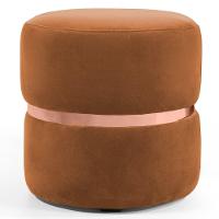Puff Decorativo Com Cinto Rosê Round C-262 Veludo Laranja - Domi - 1