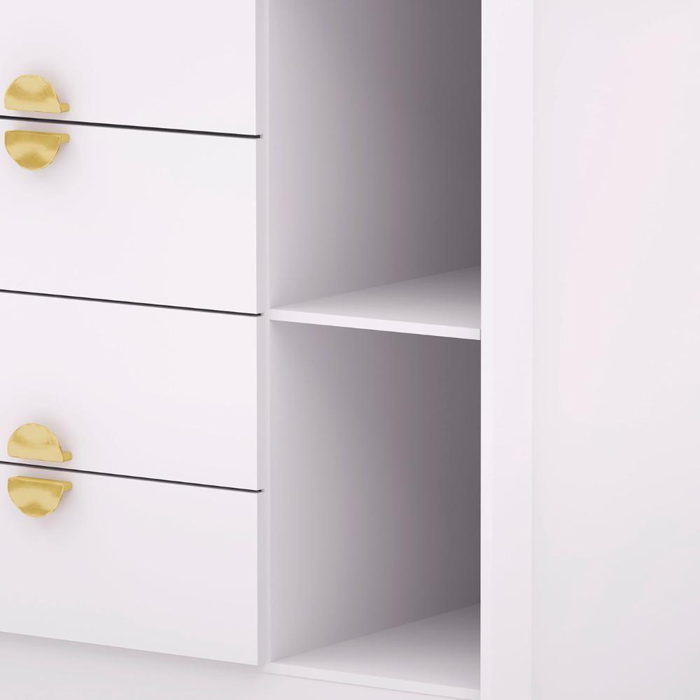 Cômoda Para Quarto 93cm Com Espelho Nara Flex Branco V02 - Mpozenato - 7