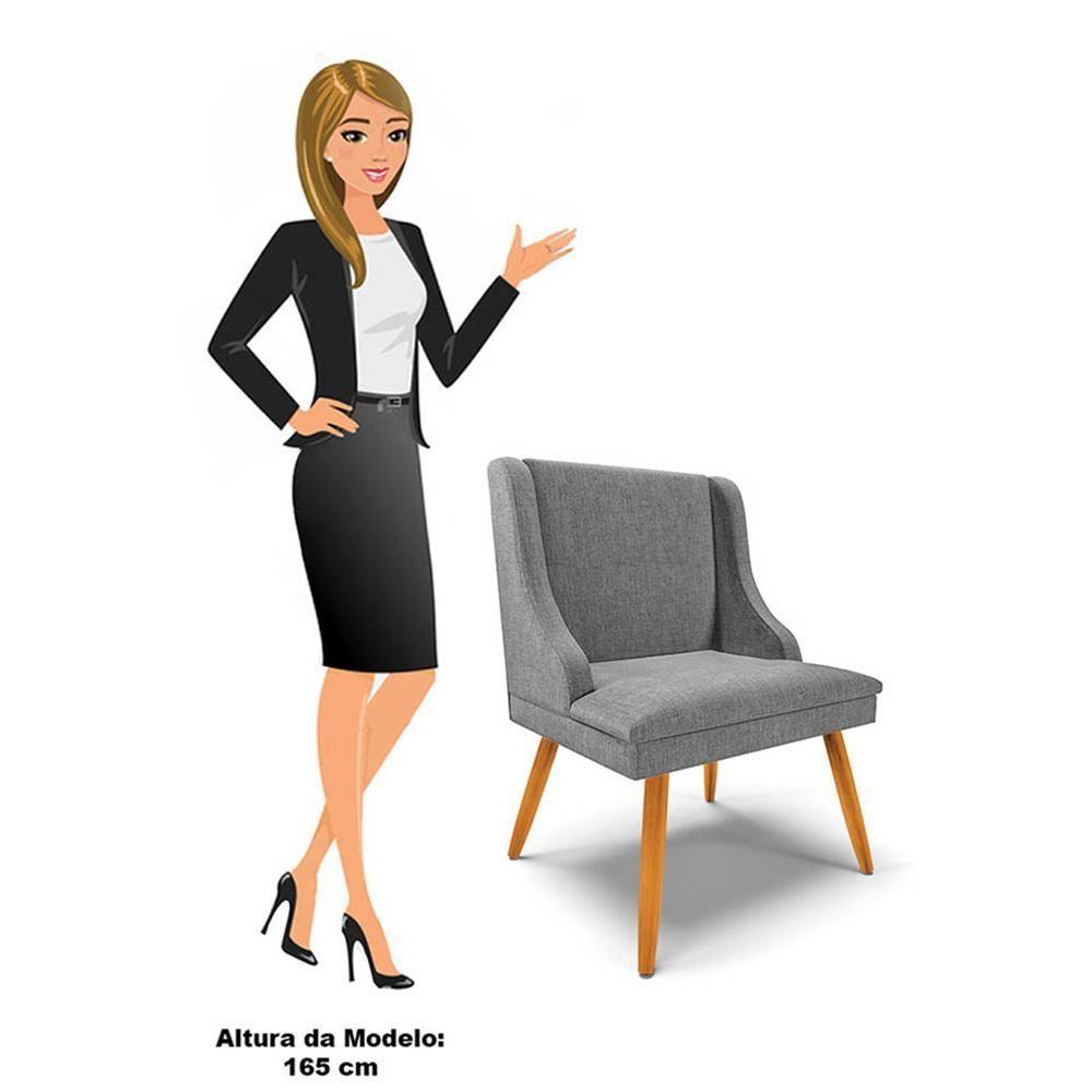 Kit 8 Cadeiras Estofadas Para Sala De Jantar Pés Palito Lia Linho Grafite - Ibiza - 5