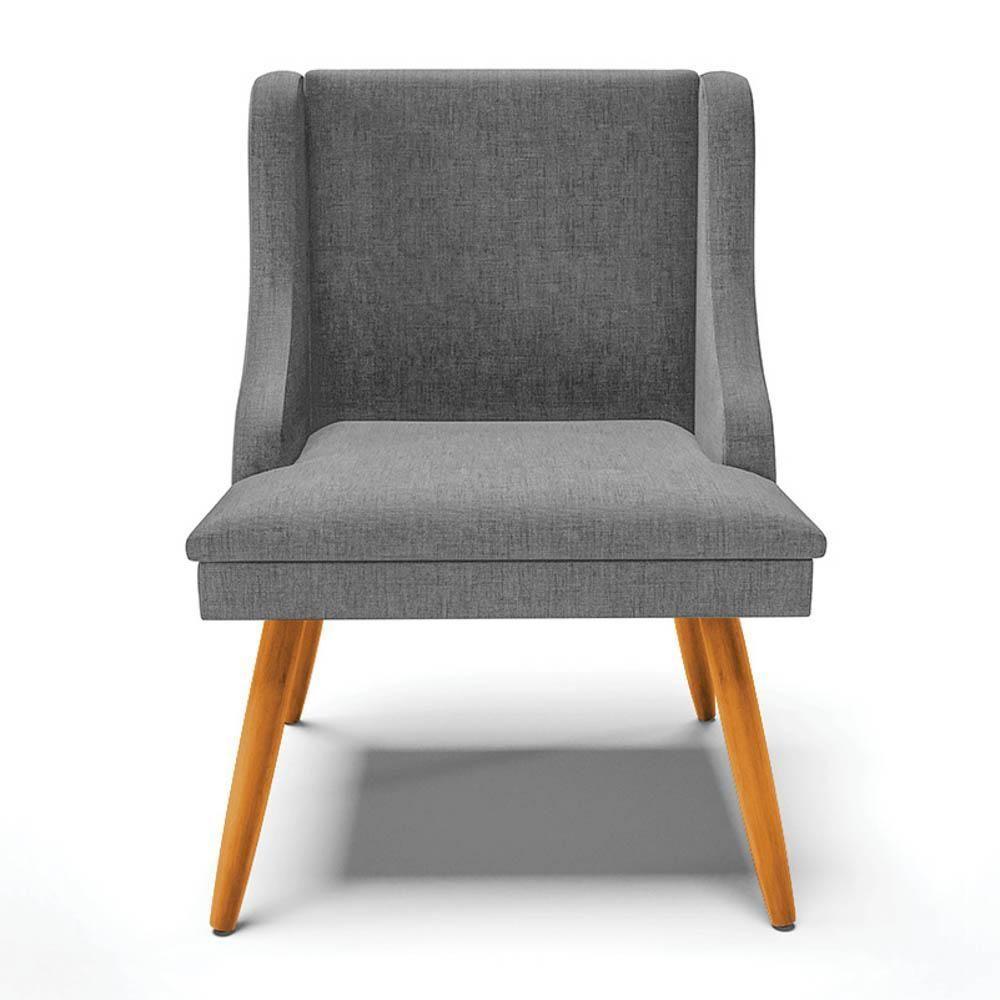 Kit 8 Cadeiras Estofadas Para Sala De Jantar Pés Palito Lia Linho Grafite - Ibiza - 8