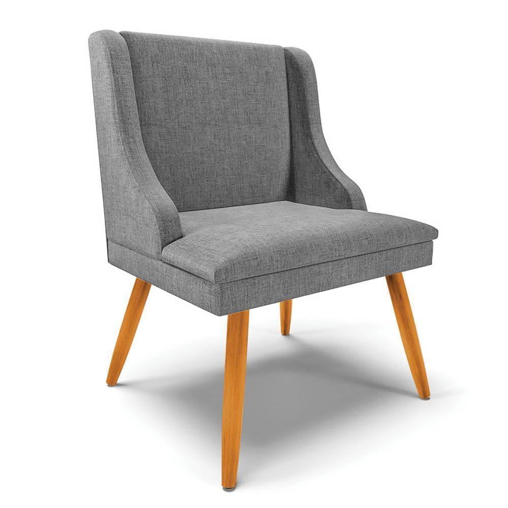 Kit 8 Cadeiras Estofadas Para Sala De Jantar Pés Palito Lia Linho Grafite - Ibiza - 9