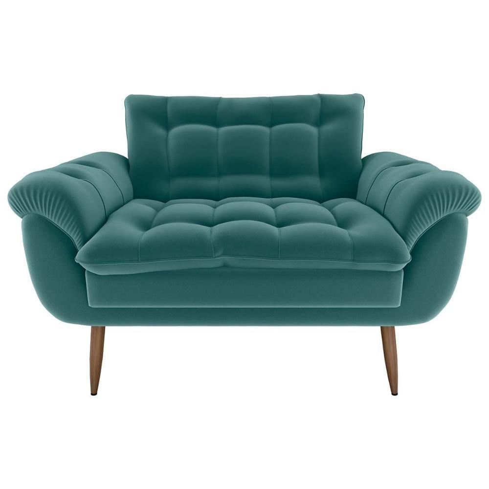 Sofá 2 Lugares Pequeno 1,25 Pés Em Madeira Maciça Xangai Veludo Verde Menta Matrix Veludo Verde Menta - 1