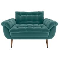 Sofá 2 Lugares Pequeno 1,25 Pés Em Madeira Maciça Xangai Veludo Verde Menta Matrix Veludo Verde Menta - 1