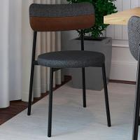 Cadeira De Jantar Estofada Kit 4 Nyka M25 Linho Grafite/marrom - Mpozenato - 2