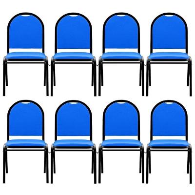 Kit 8 Cadeiras Hoteleiras Auditório Empilhável Sintético M23 Azul - Mpozenato