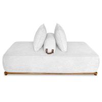 Sofá 2 Lugares 180cm Ilha Base Madeira Viero S06 Boucle Branco - Mpozenato - 5