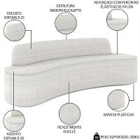 Sofá 2 Lugares Para Sala De Estar Living 150cm Koane D06 Bouclê Off White - Mpozenato - 3