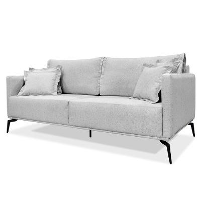 Sofá 3 Lugares 200cm Pés De Metal Vecchia S06 Linho Grigio - Mpozenato